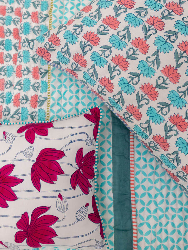 Sacred Lotus Organic Cotton Quilt - Pinklay