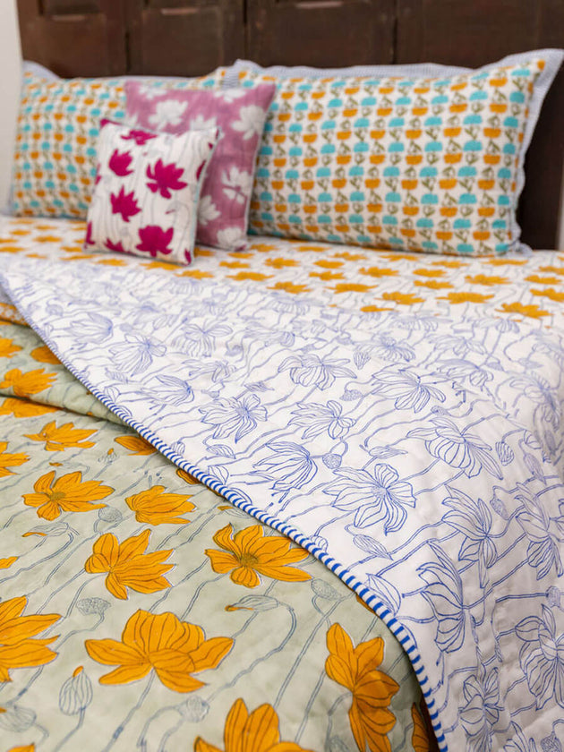 Samriddhi Block Printed Cotton Quilt - Pinklay