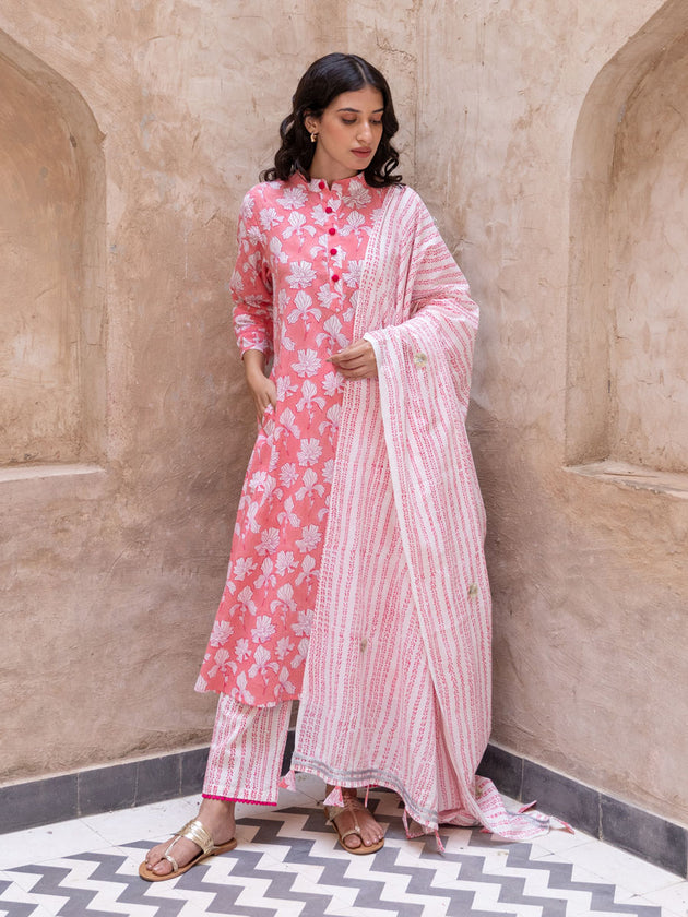 Set of 3 - Raadhika Cotton Kurta Set | Pinklay