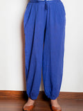 Rich Blue Cotton Lantern Pants