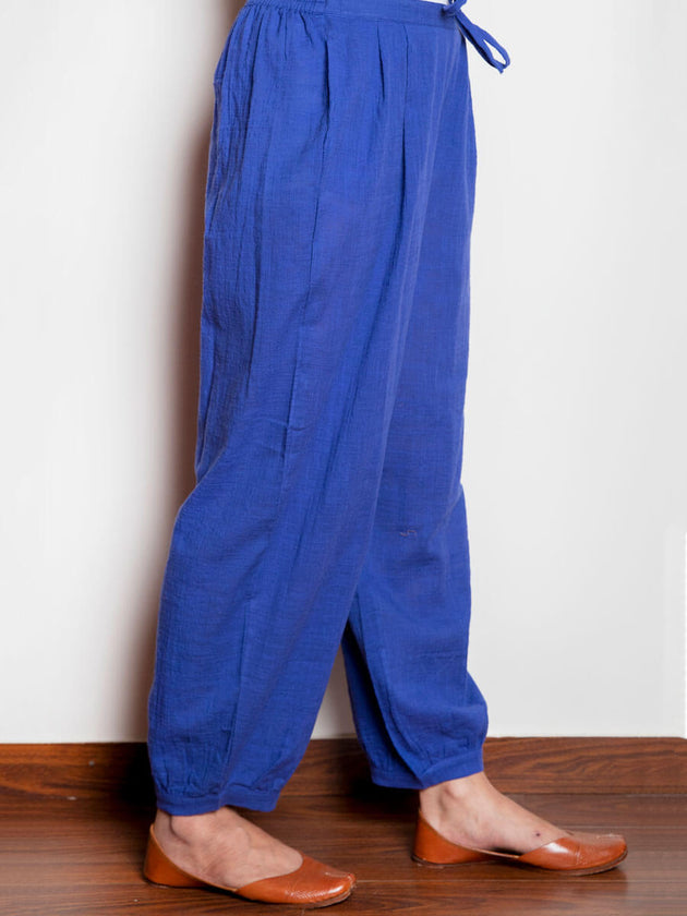 Rich Blue Cotton Lantern Pants