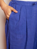 Rich Blue Cotton Lantern Pants