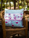 Romantic Lavender Block Printed Cotton Cushion Cover - 24 Inch - Pinklay