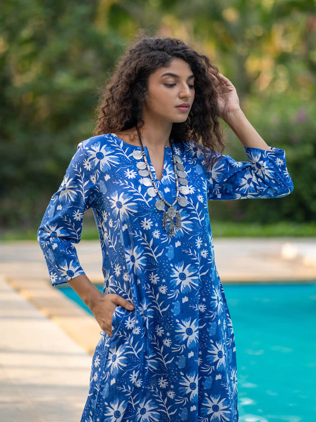 Ruhi Cotton Long Kurta - Pinklay