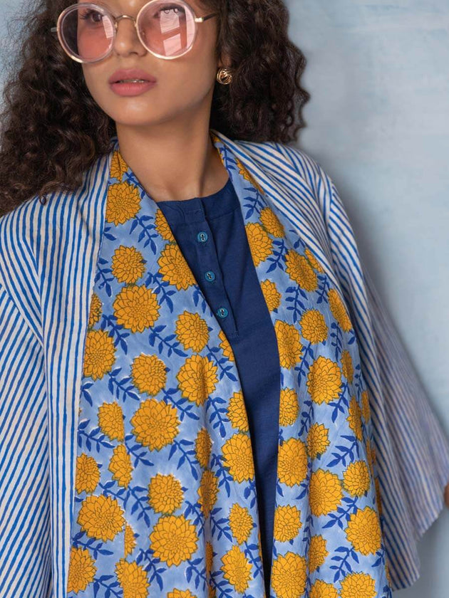 Banjaaran Block Printed Waterfall Reversible Shrug