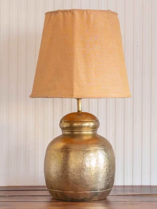 Shayari Floral Etched Metal Lamp Base - Pinklay