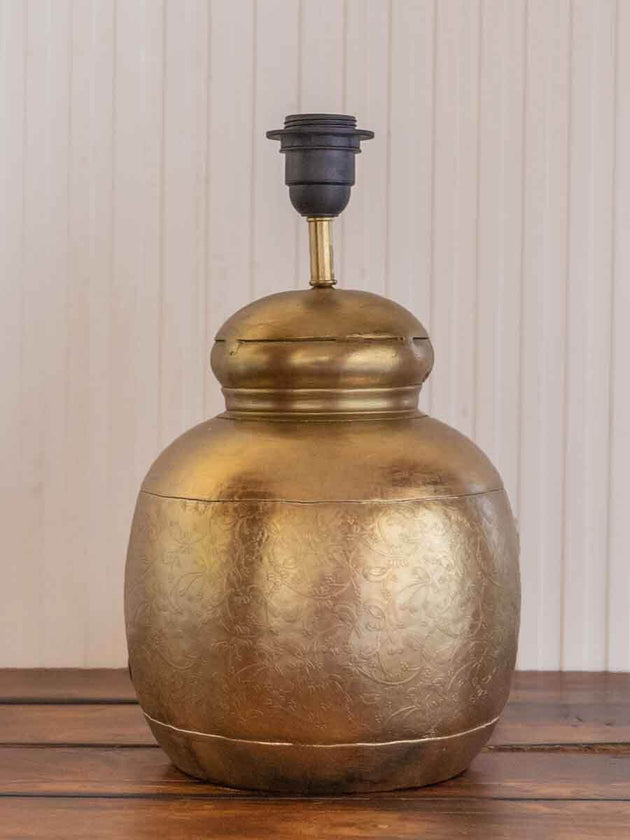 Shayari Floral Etched Metal Lamp Base - Pinklay