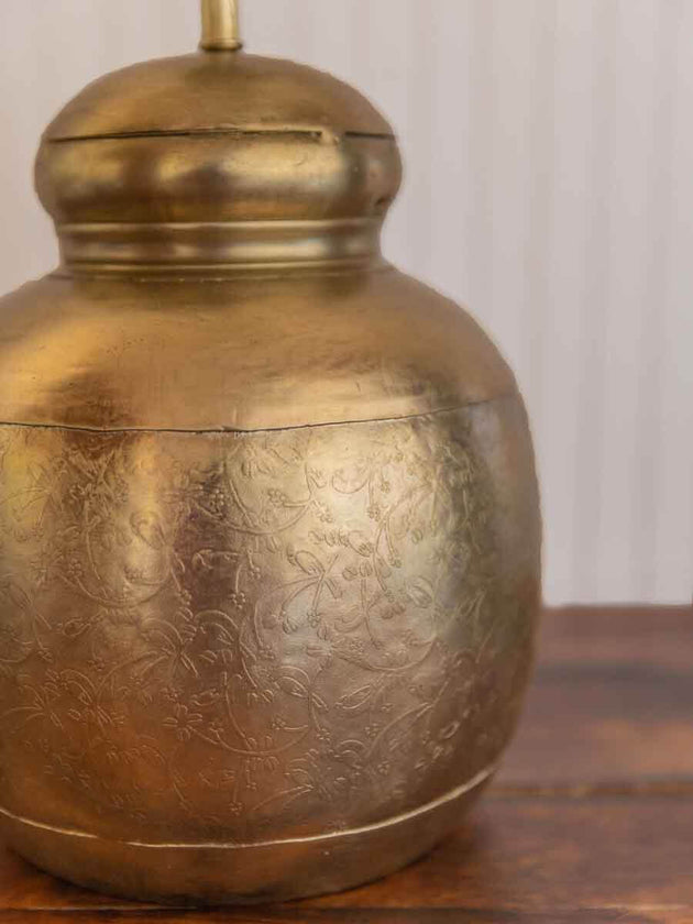 Shayari Floral Etched Metal Lamp Base - Pinklay