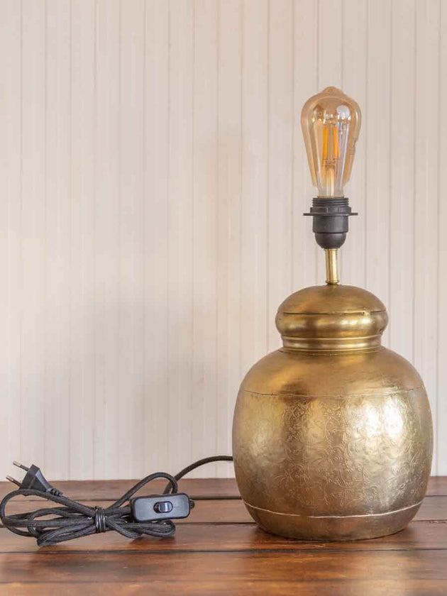 Shayari Floral Etched Metal Lamp Base - Pinklay