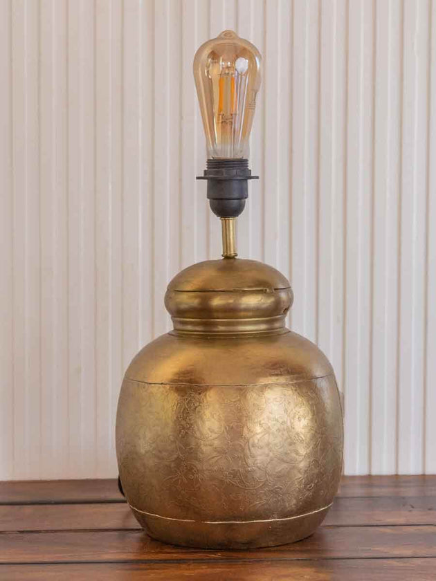 Shayari Floral Etched Metal Lamp Base - Pinklay