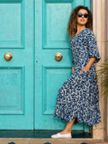 Sky Indigo Balloon Sleeve Dress - Pinklay