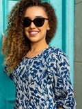 Sky Indigo Balloon Sleeve Dress - Pinklay
