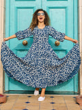 Sky Indigo Balloon Sleeve Dress - Pinklay