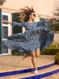 Sky Indigo Balloon Sleeve Dress - Pinklay