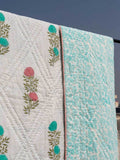 Spring Time Block Printed Cotton Quilt - Pinklay