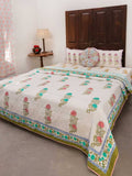 Spring Time Block Printed Cotton Quilt - Pinklay