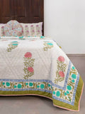 Spring Time Block Printed Cotton Quilt - Pinklay