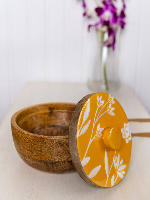 Sunflower Fields Wooden Snack and Fruit Bowl - Pinklay