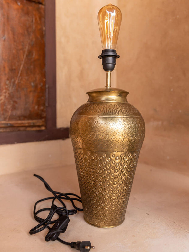 Swagat Hammered Metal Large Lamp Base | Pinklay