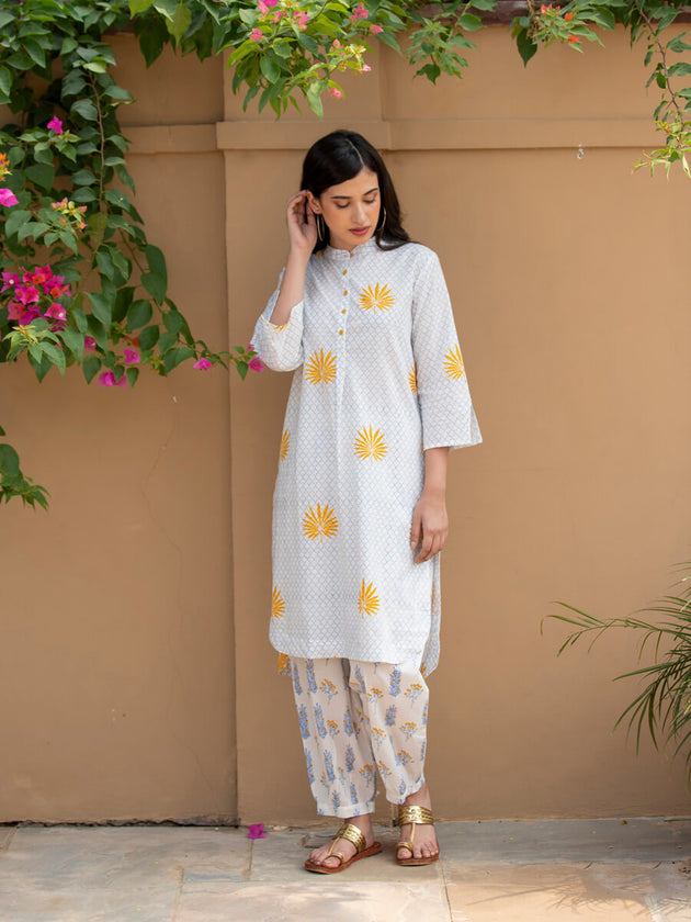 Tuhina Cotton Long Kurta - Pinklay