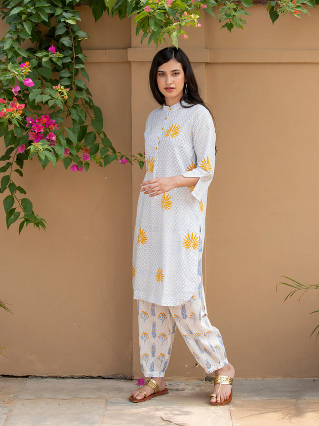 Tuhina Cotton Long Kurta - Pinklay