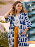 Set of 2 - Mimosa Indigo Dabu Kimono Jacket and Palazzo Pants
