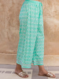 Turquoise Ikat Cotton Palazzo Pants | Pinklay