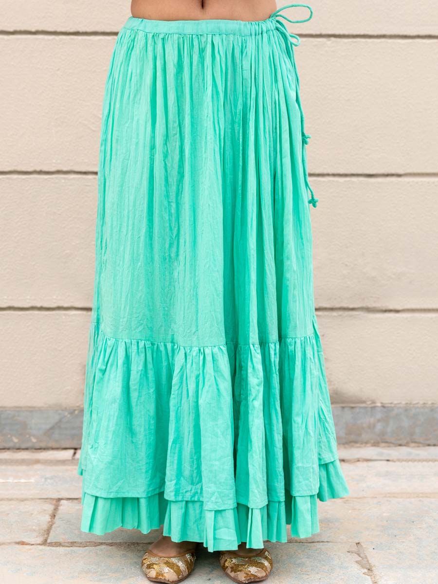 Turquoise Crinkled Skirt - Main Image
