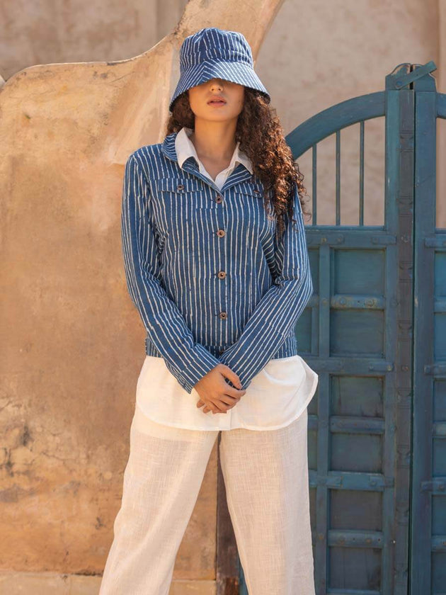 Vagabond Daabu Block Printed Demin Jacket | Pinklay