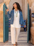 Vagabond Daabu Block Printed Demin Jacket | Pinklay
