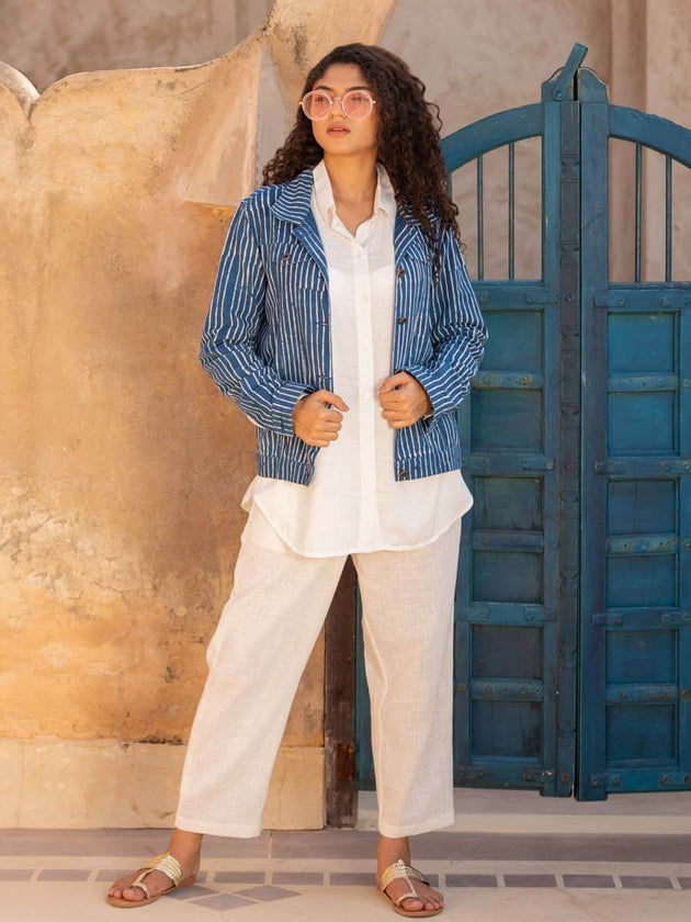 Vagabond Daabu Block Printed Demin Jacket | Pinklay
