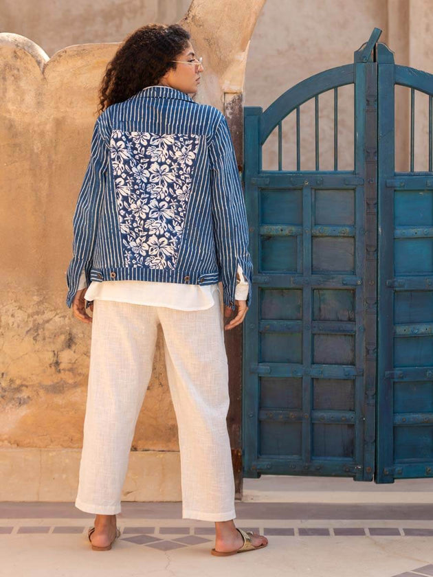 Vagabond Daabu Block Printed Demin Jacket | Pinklay