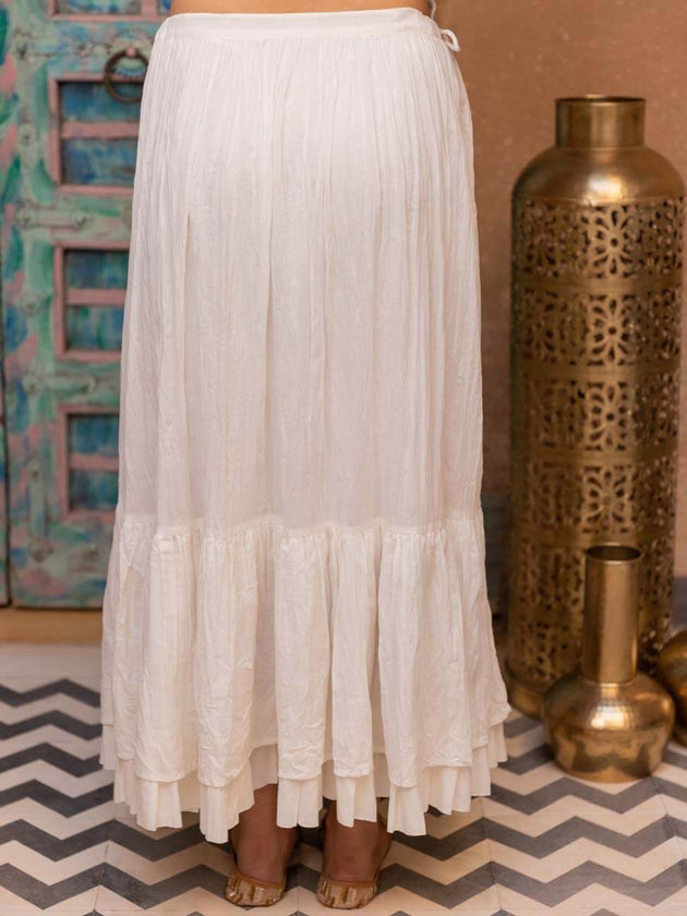 White Crinkled Skirt | Pinklay