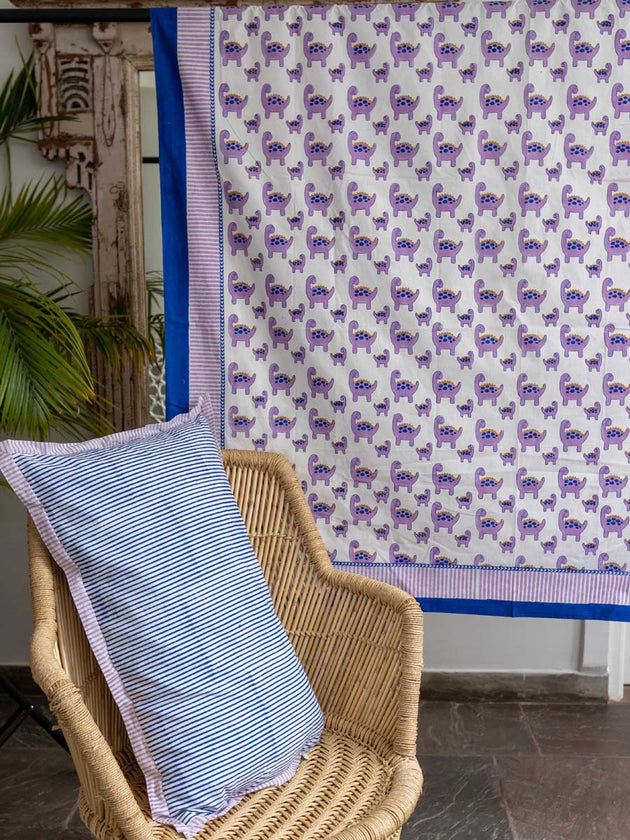 Hello Dino Organic Cotton Bedsheet - Pinklay