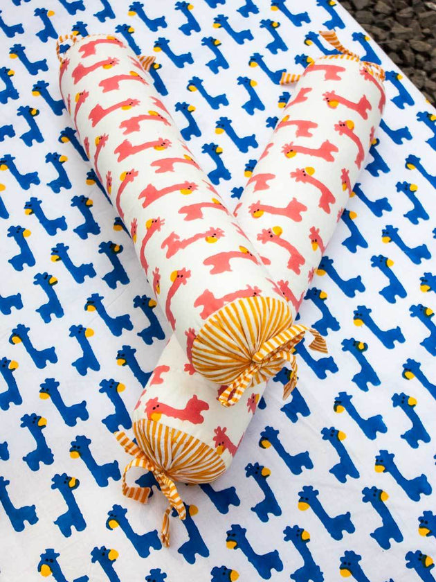 Set of 5 - Pink Giraffe GOTS Certified Organic Cotton Cot Bedding Set