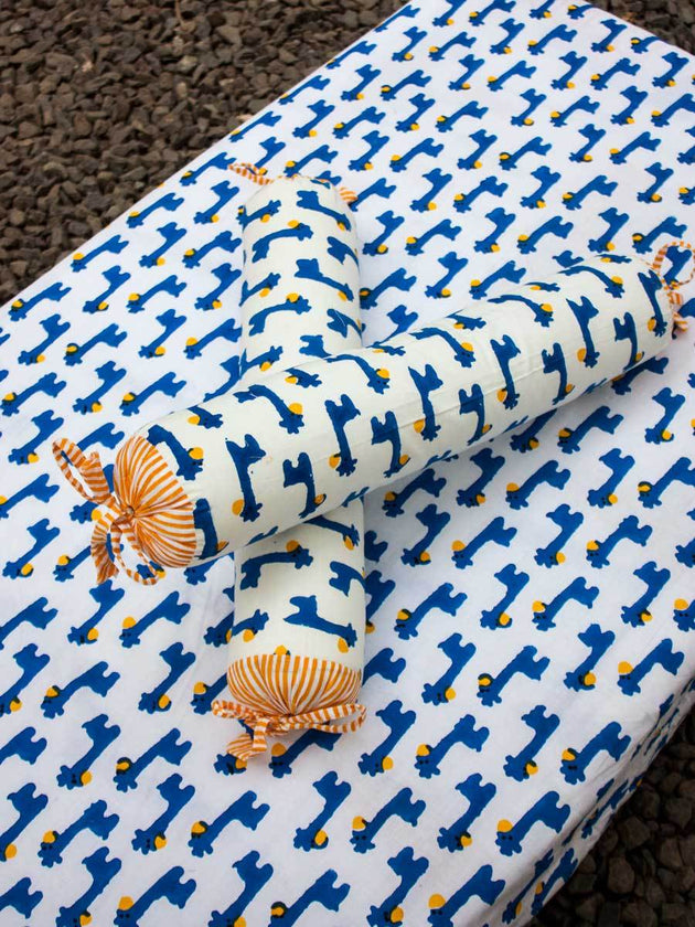Blue Giraffe Organic Cotton Infant Bolster - Set of 2 - Pinklay